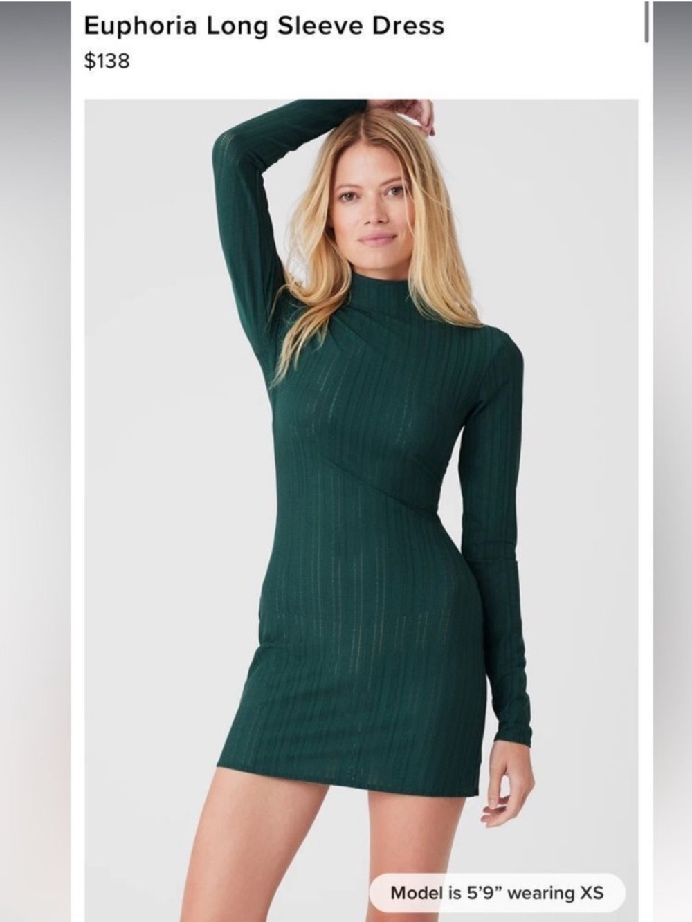 ALO YOGA  | NWT Euphoria Long Sleeve Dress In Midnight Green Small